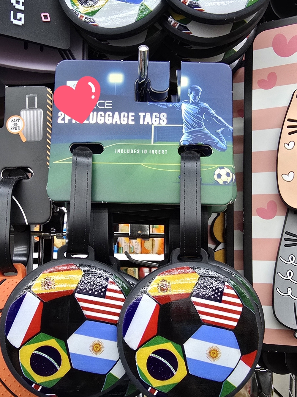 ONE WORLD Black Soccer Flag Luggage Tags (2-Pack)